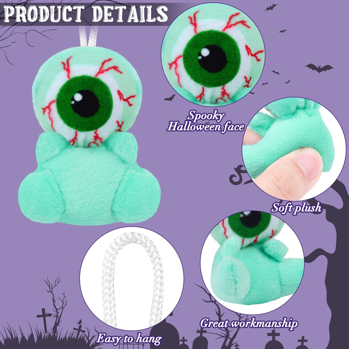 Fovths 24 Pieces Halloween Mini Plush Toy 2.4 Inch Plush Doll Toy Halloween Plush Characters Toy With 8 Halloween Characters For