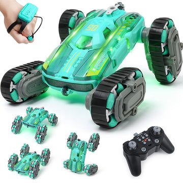 FUNiOi 8 Wheels RC Stunt Car for Kids Aged 6 7 8-12 9 10 11 Years Old, Cool Gesture RC Car Toy for Boys and Girls, with Lights &