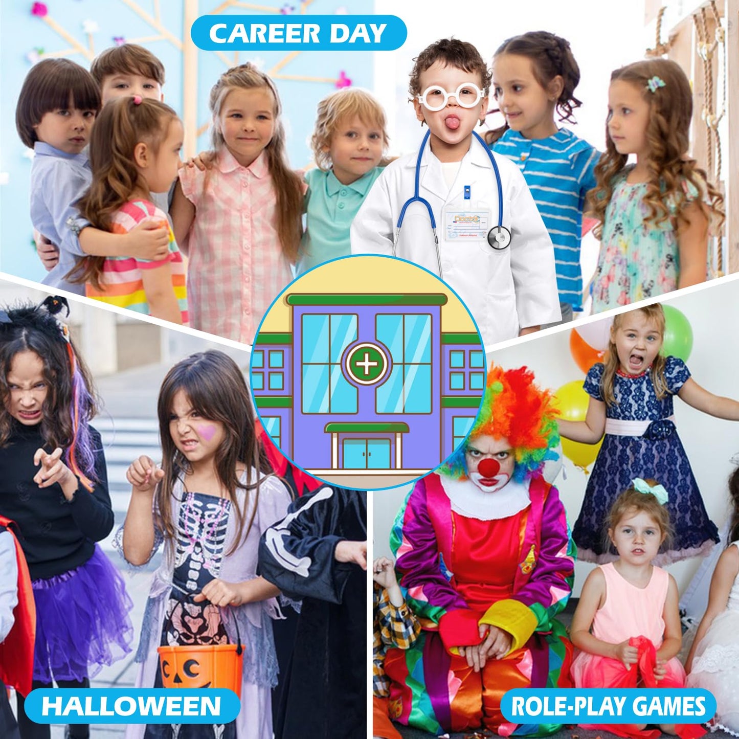 Erdogly Kids Doctor Costume, Toddler Doctor Costume Set With Lab Coat For Kids, Stethoscope, Career Day Costumes For Boys Girls
