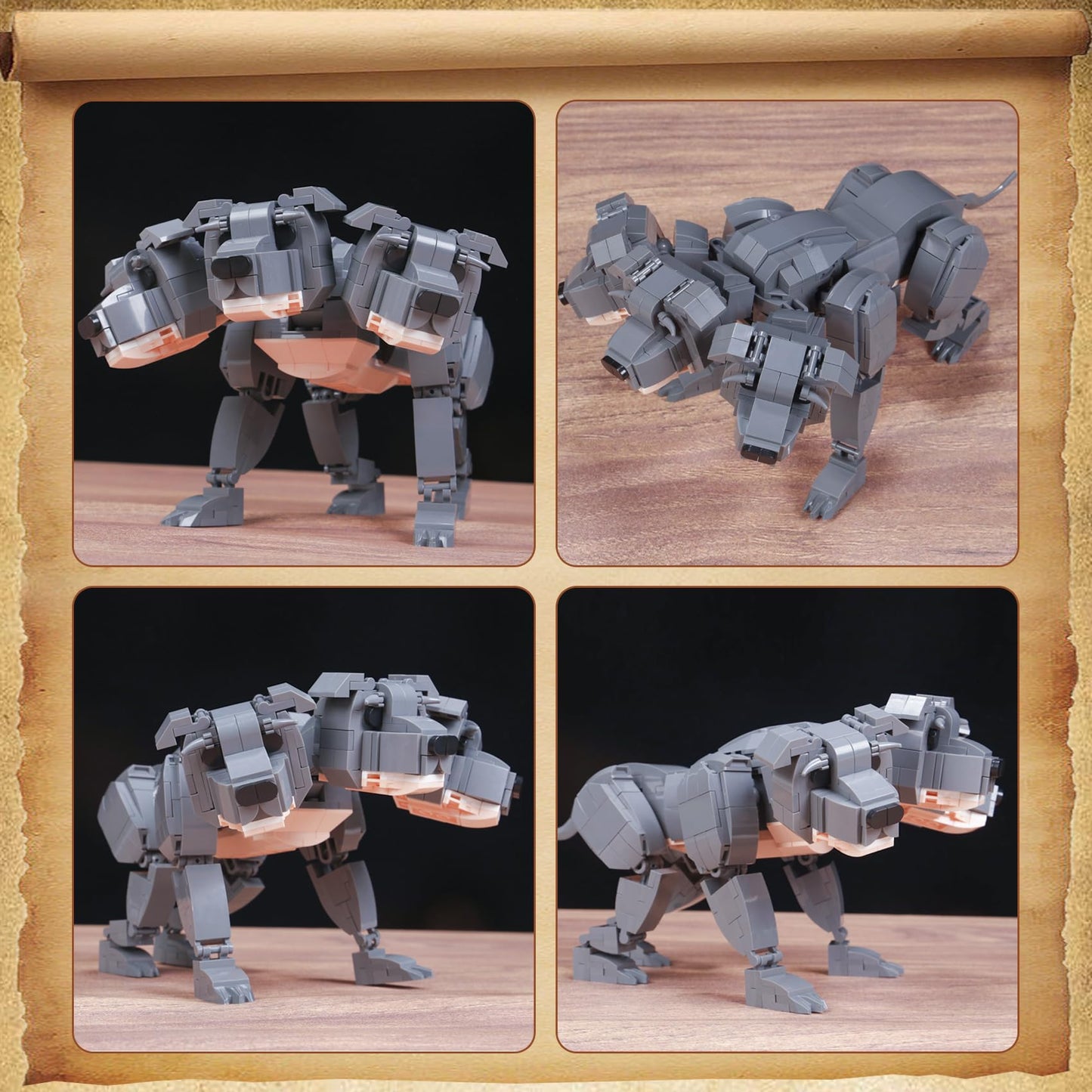 Harry Dog Building Block Set Compatible With Lego Size For 14+Ages,Fluffy Animals Diy Construction Ornament With The Three Head