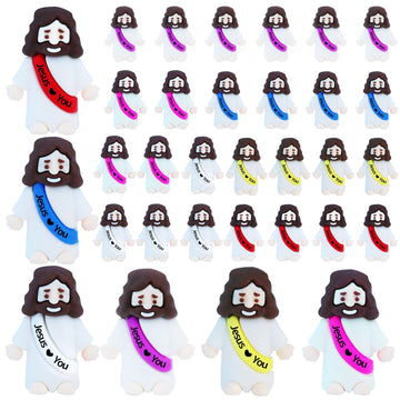 ILHSTY 32 Pcs Little Jesus Figures - Mini Rubber Jesus Toys Jesus Love You for Easter Egg Fillers Egg Hunts Religious Party Favo