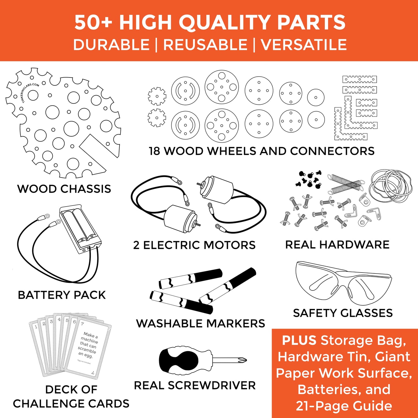 Tinkering Labs Robotics Engineering Kit | Designed By Scientists In Usa | 50+ Parts | 10+ Stem Projects For Kids 8-12 | Learn Electronics, Science | Grow Creativity, Grit | Great Diy Inventor Toy Gift