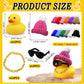 Havagdtm 12 Set Mini Ducks With Mini Hats Necklace And Sunglasses Bath Duck Toy For Baby Shower Birthday Swimming Party Gift Favor Decorations