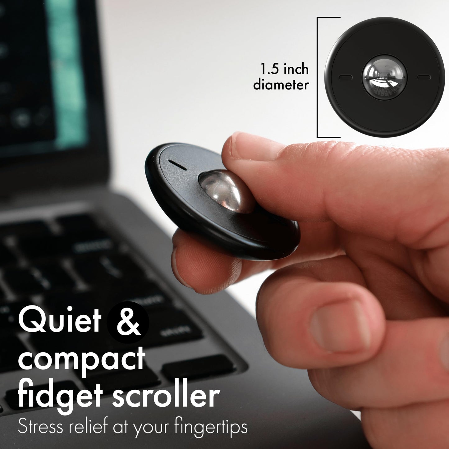 ONO Scroller Handheld Fidget Toy - Aluminum, Black | Stress Relief, Focus & Clarity | Portable Design for Adults
