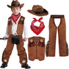 Spooktacular Creations Halloween Cowboy Costume For Boys, Kids Brown Western Costume, Deluxe Cowboy Outfit Set With Hat For Toddler Halloween Dress-Up, Roleplay Themed Party (Small, 5-7 Yrs)