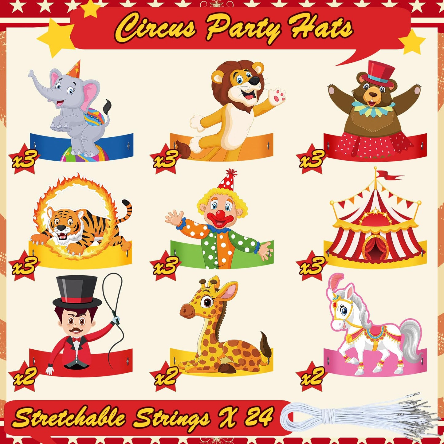 Gersoniel 24 Pcs Party Hats for Kids Paper Headbands Crown for Boys Girls, Birthday Party Decoration Favors