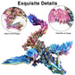 Sumland 3D Printed Dragon With Wings Flying Dragon,Rainbow Crystal Wing Dragon Fidget Toys, Articulated 3D Printed Dragon,Red Ye