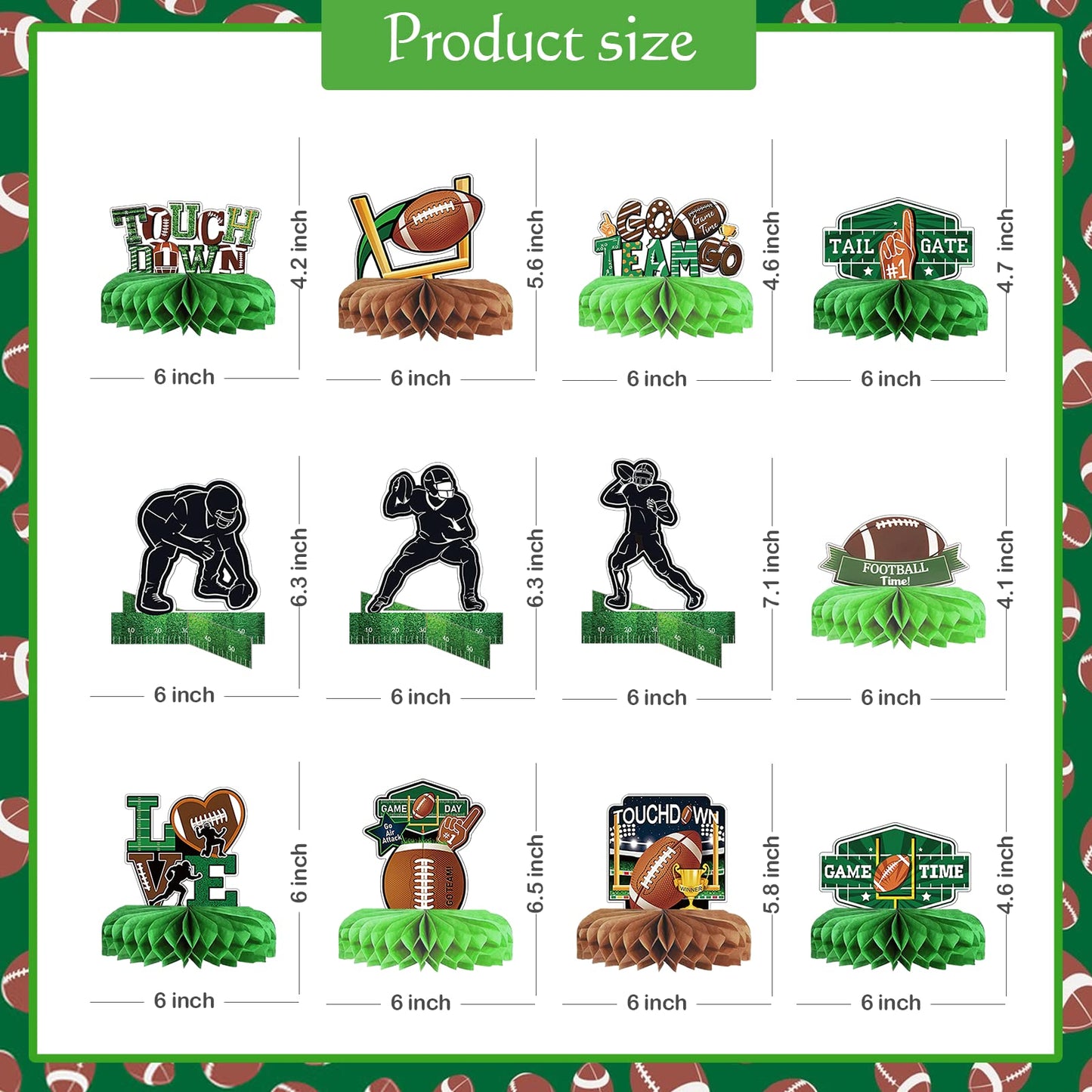 MZ.ogm Football Centerpieces for Table, Super Bowl Table Decorations, Party Birthday Decorations ,Football Theme/Superbowl 2022