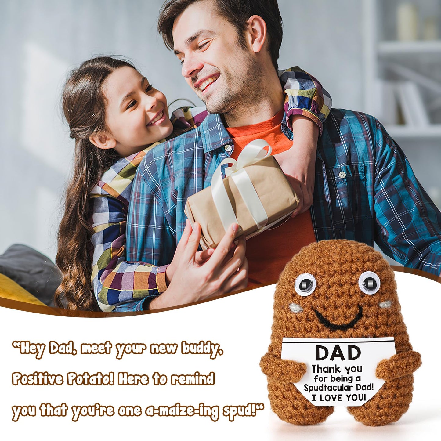 Cool Dad Gifts, Crochet Potato Doll Gift For Father From Daughter Son Kid Child Or Wife, Handmade For Birthday, Father'S Day Or