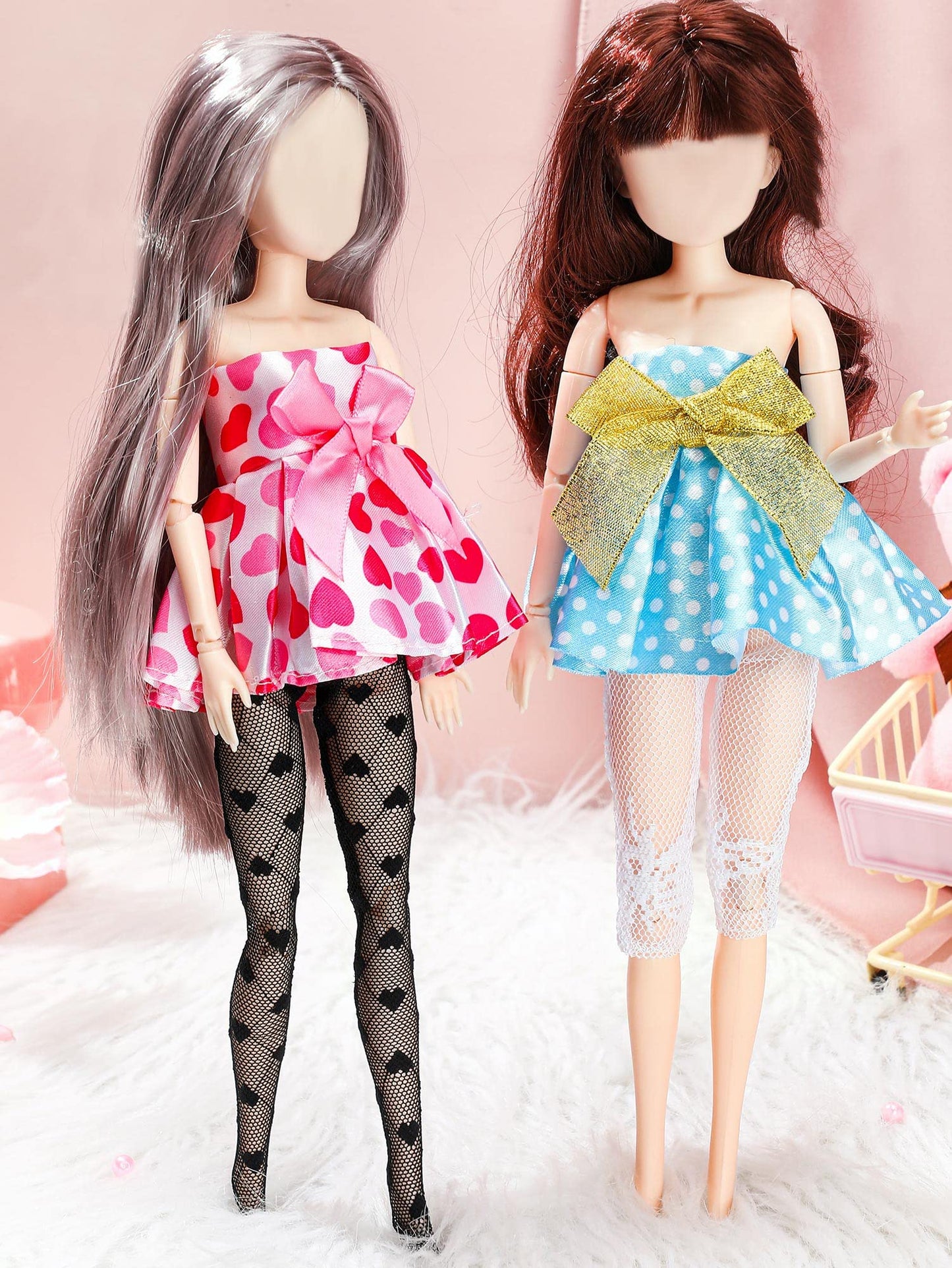 Sotiff 10 Pairs Doll Lace Stockings Handmade Long Sock Christmas Doll Accessories Legging For Diy Clothes Toy(Mesh Style)