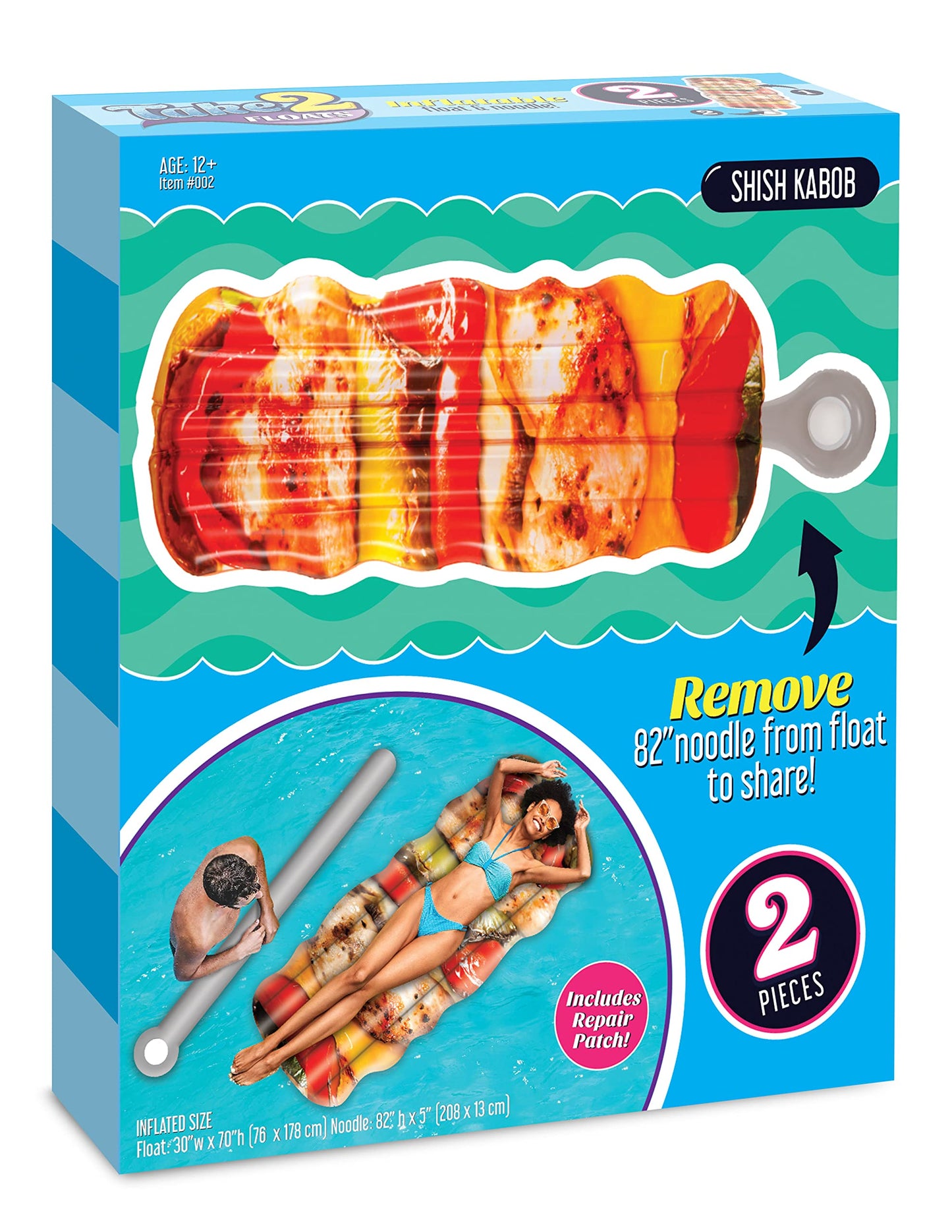 Chicken Shish Kebab Float And Noodle - Pool Float Tube, Inflatable Rafts For Kids & Adults - Large Blow Up Float For Summer Beach Swimming - Two Floats - Take2Floats
