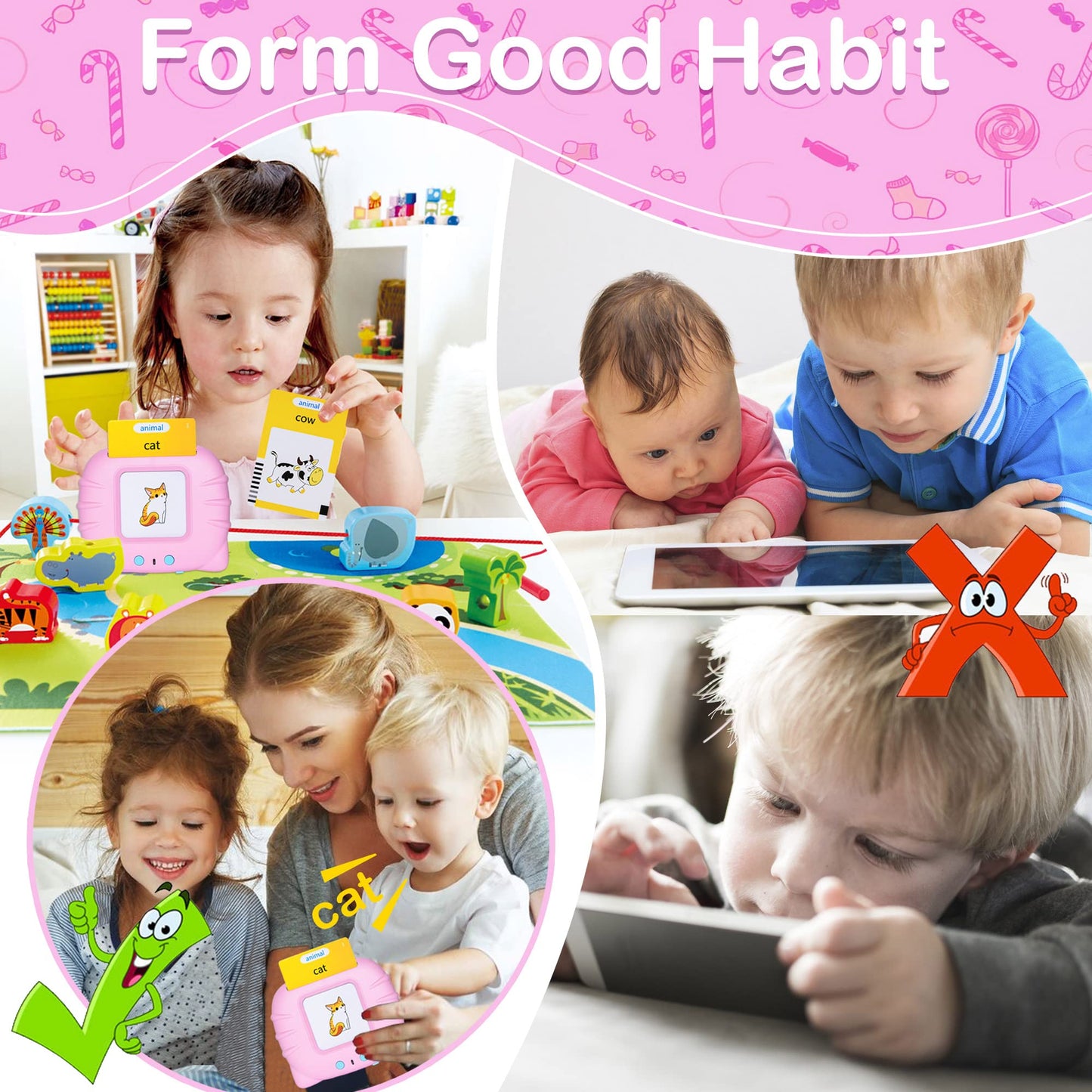510 Talking Flash Cards For Toddlers 2-4 Years,Pocket Speech For Toddlers,Autism Sensory Toys,Learning Montessori Toys,Speech Therapy Toys For Kids Toddlers