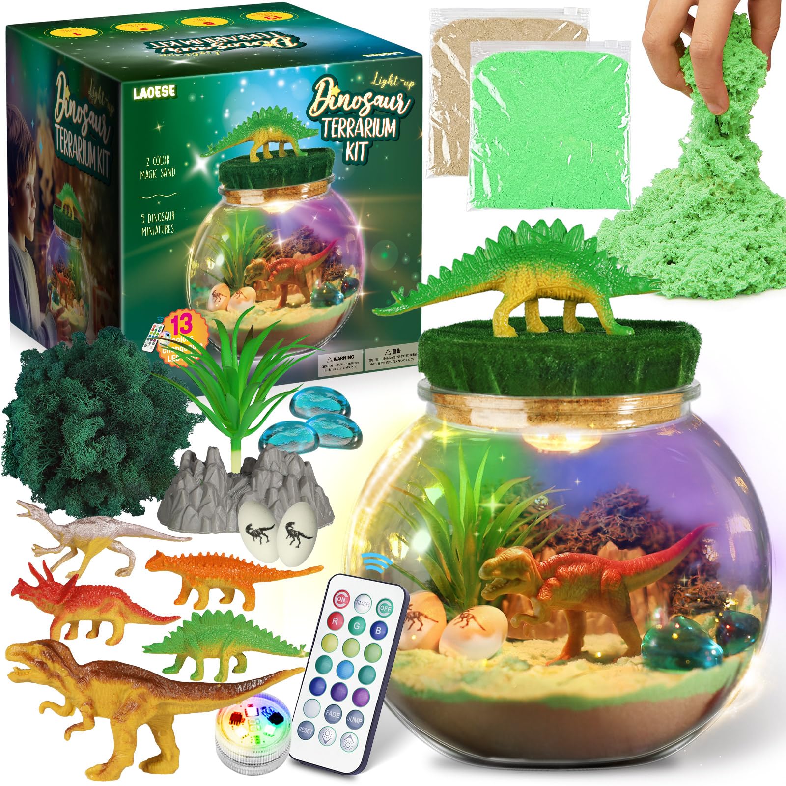 Dinosaur Toys for Kids - Dinosaurs Terrarium Kit for Kids - Birthday Christmas Gifts for Boy Ages 4 5 6 7 8-12 Year Old - DIY Di