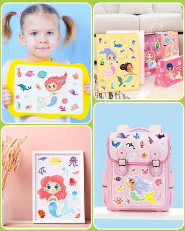 24 Pcs Make Your Own Mermaid Sticker Sheets For Kids With Mermaid Face Stickers For Kids Toddlers Girls Crafts Activities Gift B