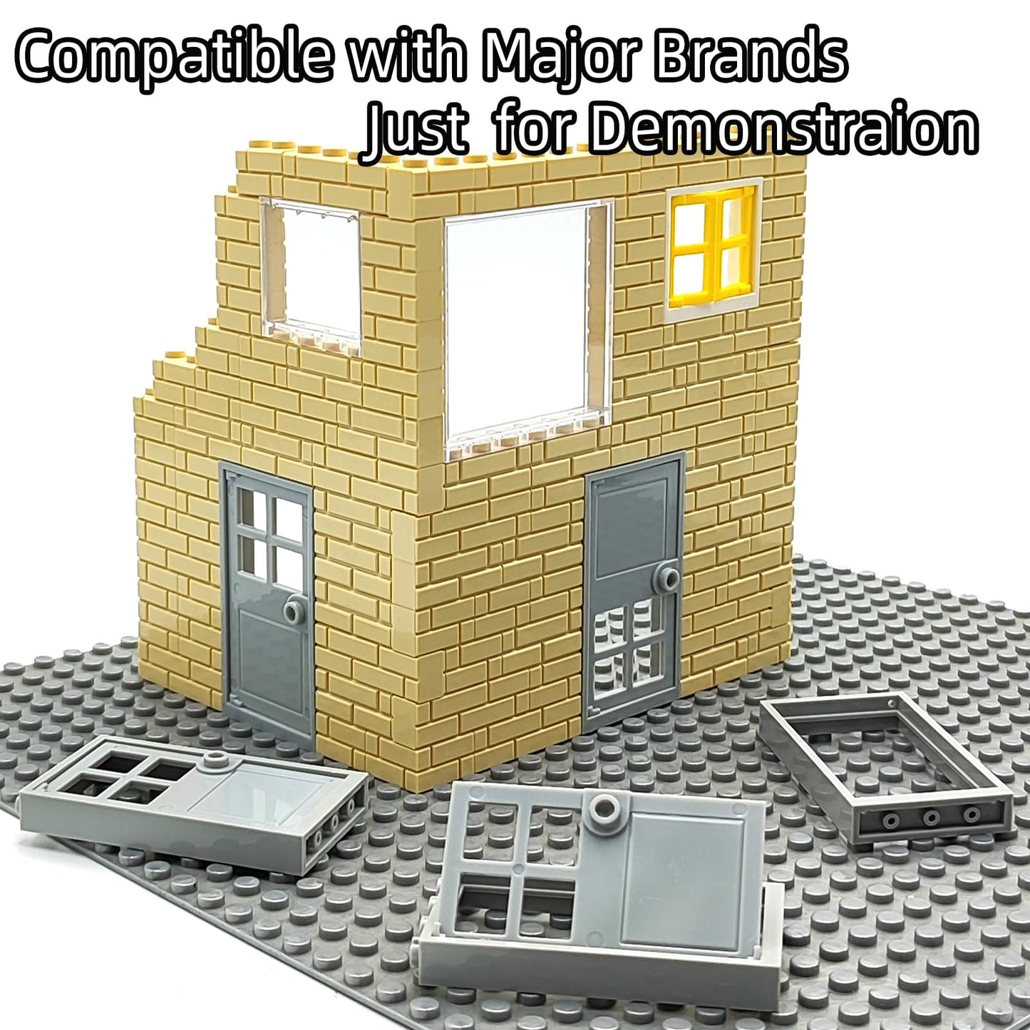 ZHX 40PCS Doors and Frame Building Block Toys MOC Creative House Brick Accessories Compatible with Classic Bricks Building Toy f