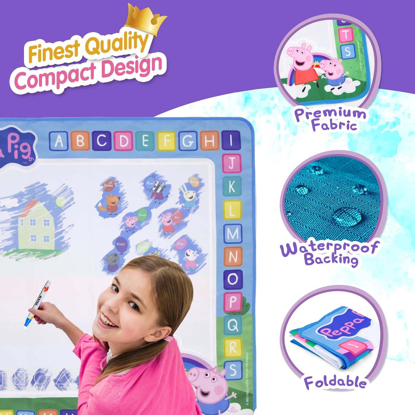 Kids Toys Water Doodle Mat - Peppa Pig Reusable Painting Writing Color Doodle Mat Drawing Board, Toddler Educational Toys For Ag