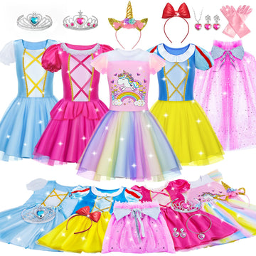 Princess Dress Up For Girl - Dress Up Clothes For Toddler Girl, Princess Toys Christmas Birthday Gifts For 3 4 5 6 7 Little Girl