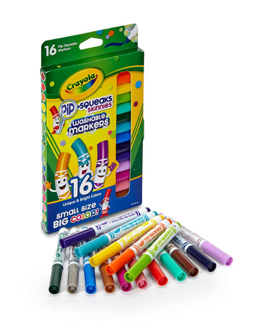 Crayola Pip Squeaks Skinnies Washable Marker Set (16Ct), Mini Markers For Toddlers, Thin Coloring Markers For Kids, Kids Gifts & Easter Basket Stuffers