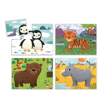 Mudpuppy Animals Of The World 4-In-A-Box Puzzle Set, 12