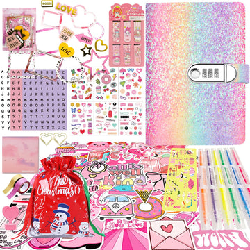Christmas Gifts For Girls ,Diy Journal Kit For Girls,Diary For Girls With Lock ,Diy Journal Set For Tween & Teen Girls, Statione