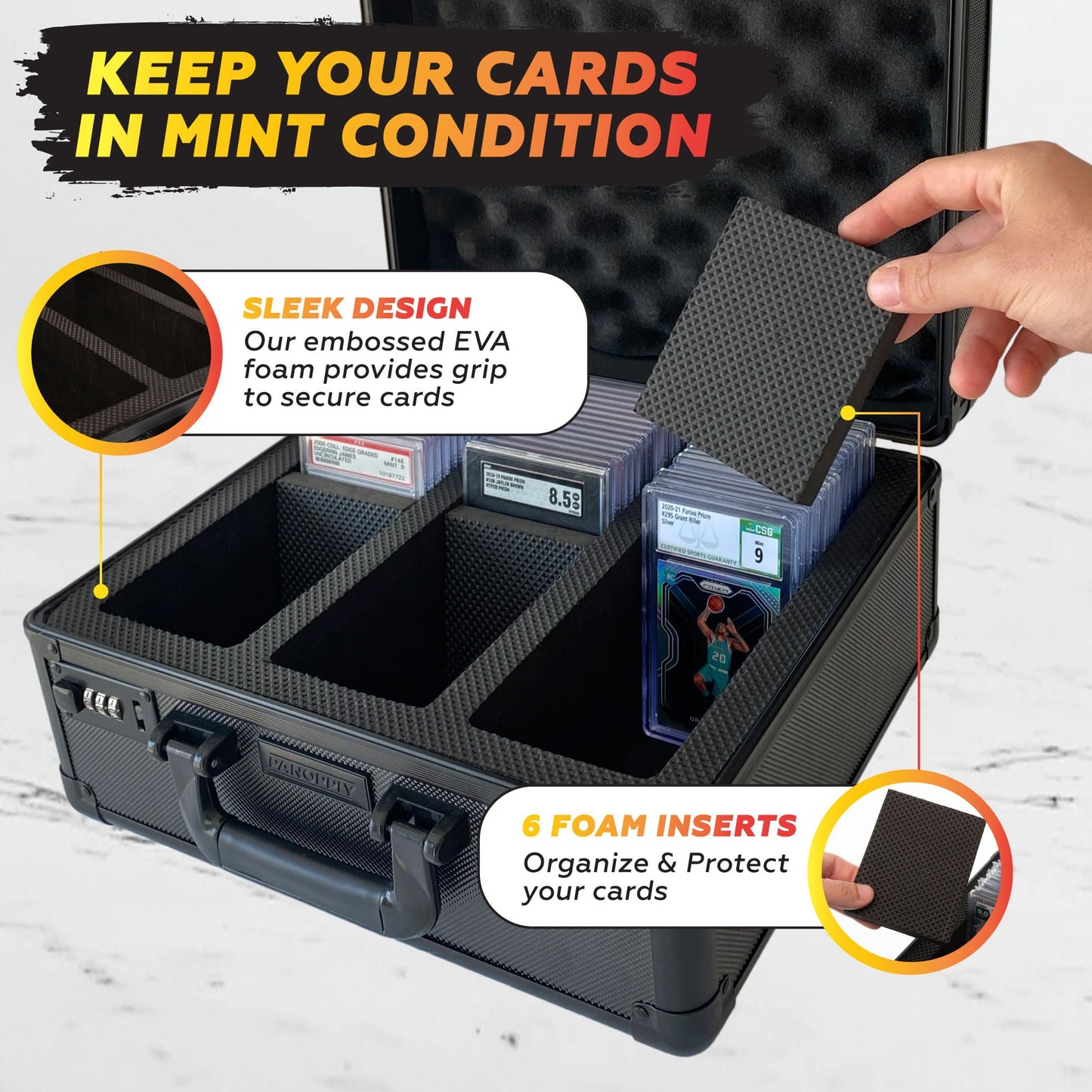 Panopply SLAB protective covering 120+ 3 Row Psa Graded Card Storage Box Graded Card Case Psa Slab Case for Graded Cards Psa Card Case Baseball Card Cases for Sports Cards Storage (BLACK)