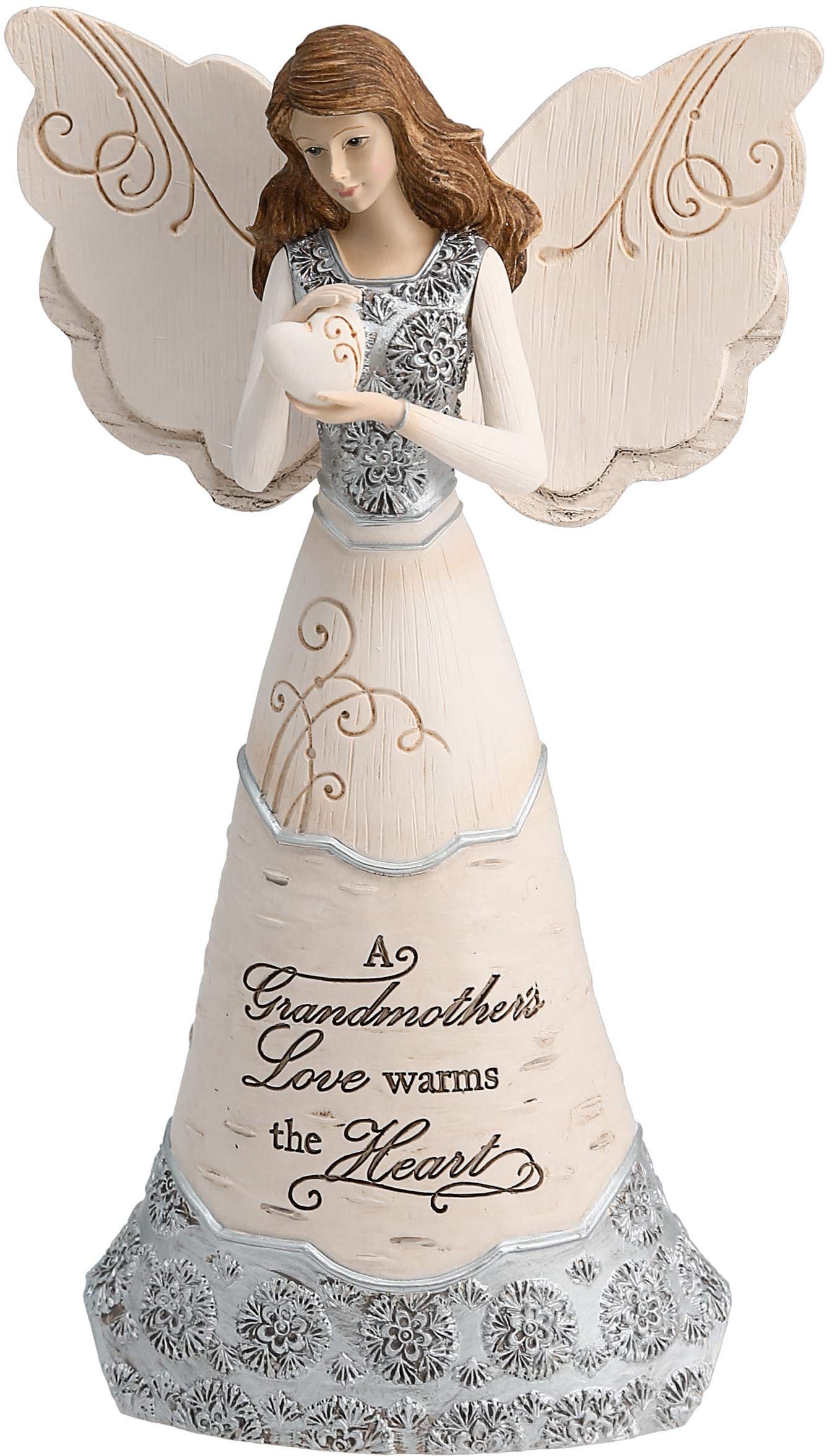 Pavilion - Elements Grandmother Angel Figurine - 8-Inch, Holding Heart, Inscription A Grandmother'S Love Warms The Heart
