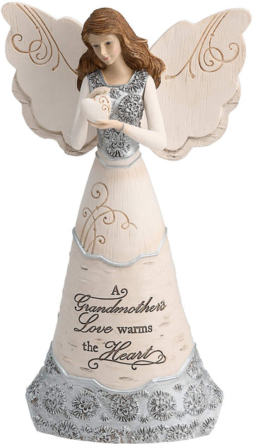 Pavilion - Elements Grandmother Angel Figurine - 8-Inch, Holding Heart, Inscription A Grandmother'S Love Warms The Heart