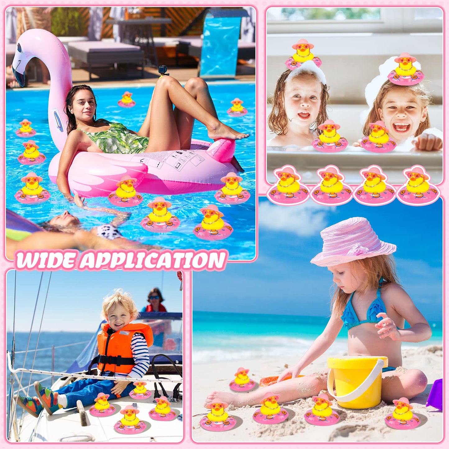 Sotiff Mini Rubber Ducks Bulk For Kids Children Cute Yellow Duck Toy For Dashboard Of Car Bathtub Ornaments With Sunglasses Swim Ring Mini Hat Necklace And For Baby Shower(12 Sets,Sweet)