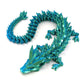 Subpoly Medium 12 Articulated Crystal Dragon - Multi Color 3D Printed Plastic Dragon Figure - Rainbow Pearlescent Colors - Interlocked Body Segments and Legs (Medium 12  Cyan Blue Green)