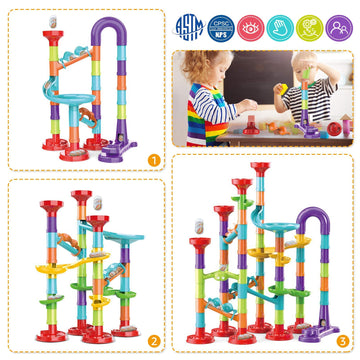 Blacka Marble Run Set for Kids - STEM Educational Toy, Small, Multicolor, Building Blocks & Glass Marbles, Ages 4-8, Perfect Birthday Gift