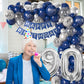 90Th Birthday Decorations Navy Blue Silver,90Th Birthday Balloon Garland Party Decorations With Number 90 Foil Balloons,Happy Bi