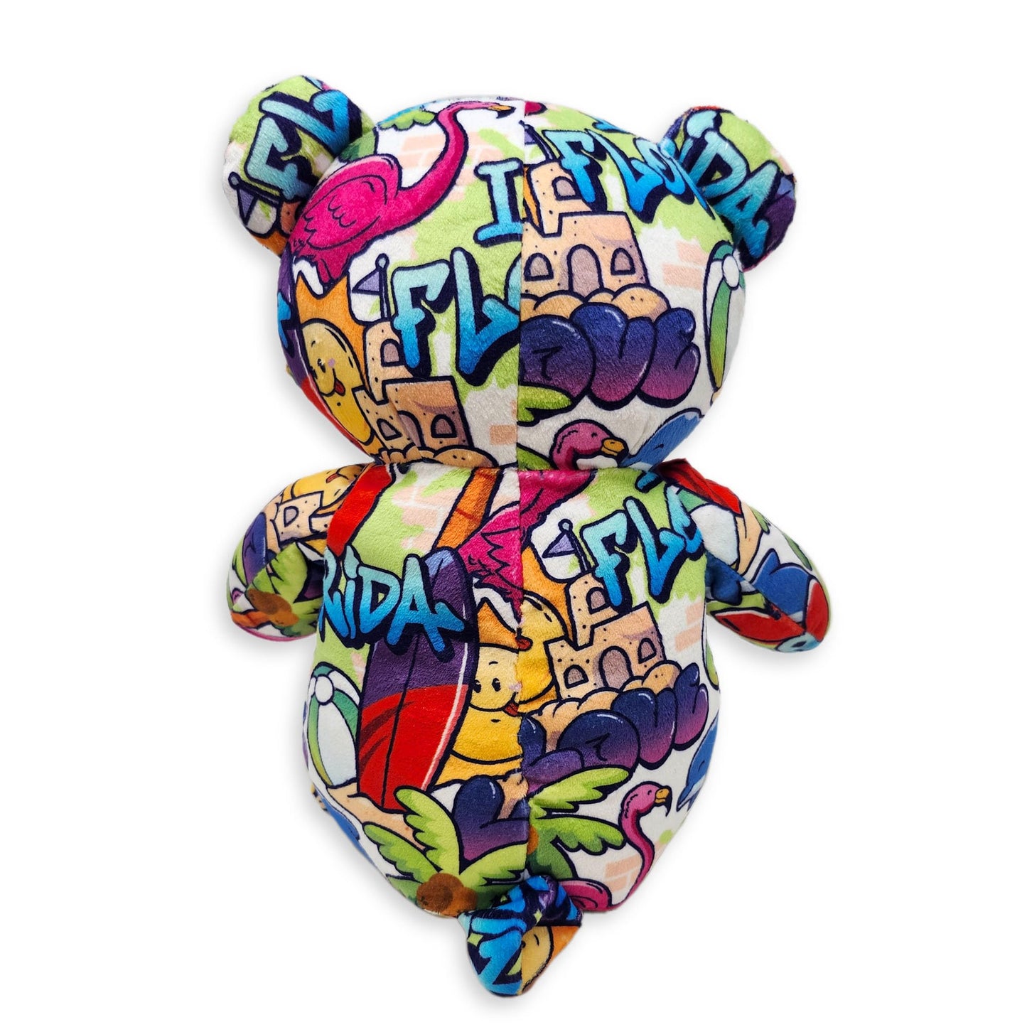 PLUSHOLOGY I Love Florida Graffiti Teddy Bear Eco Friendly Stuffed Animal; Cuddly Soft Velboa Plush Animal for Kids 3 Years Old to mature-themeds; Child-Safe Embroidered Face Details (10 Tall When Seated)