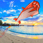 IMAGE Large 3D Orange Dolphin Kite for mature-themed  82.67in*10.62in Frameless Soft Parafoil Giant Kite Easy to Fly Beginners and Perfect for The Beach