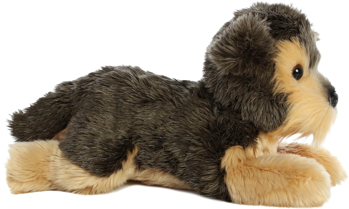 Aurora Adorable Flopsie Yorky Stuffed Animal - Playful Ease - Timeless Companions - Gray 12 Inches