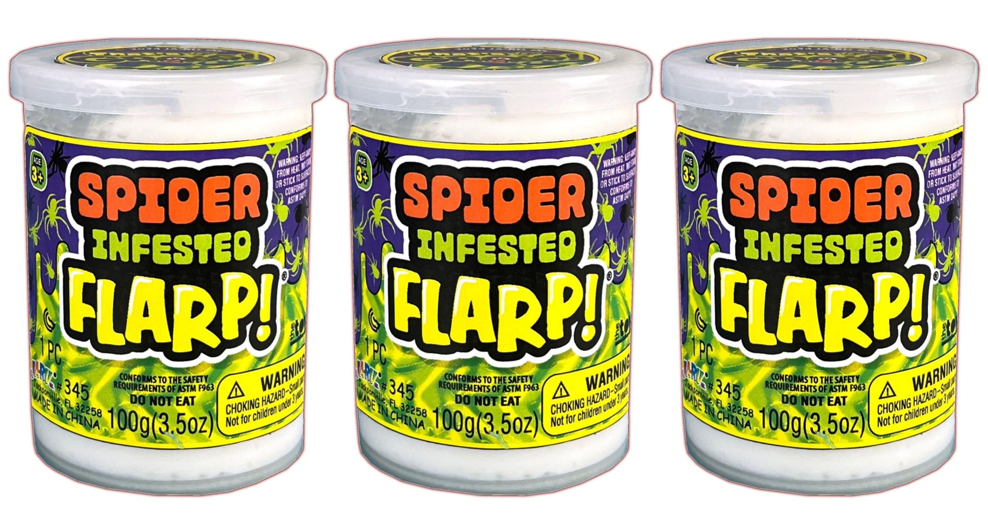 JA-RU Spider Infested Flarp Putty (3 Units) Squishy Sensory Gross Toys for Easter, ADHD Autism Spider Web Toy, Great Party Favor