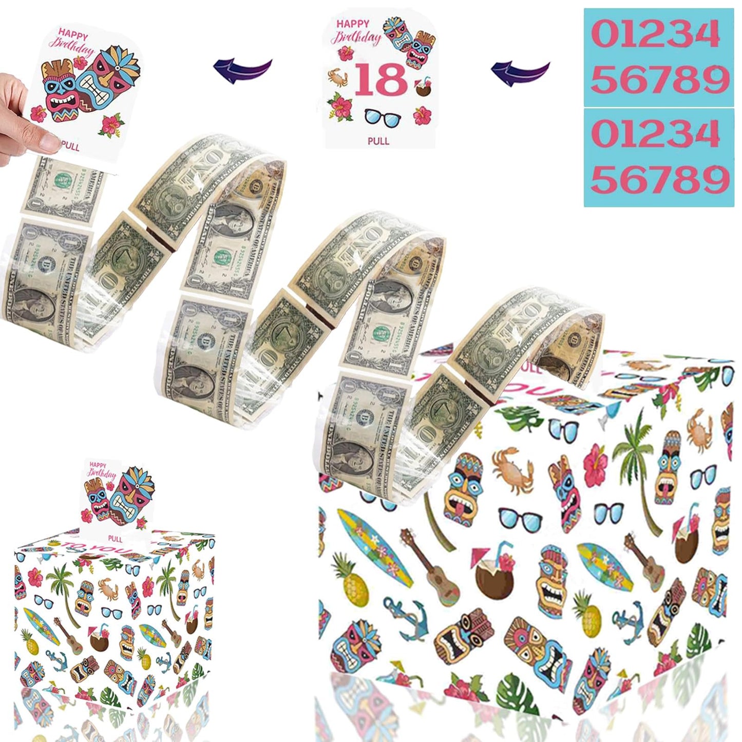 Birthday Money Box For Cash Gift, Money Roll Gift Box For Cake Pull Out Kit With Cards Money As Money Bouquet, Surprise Birthday