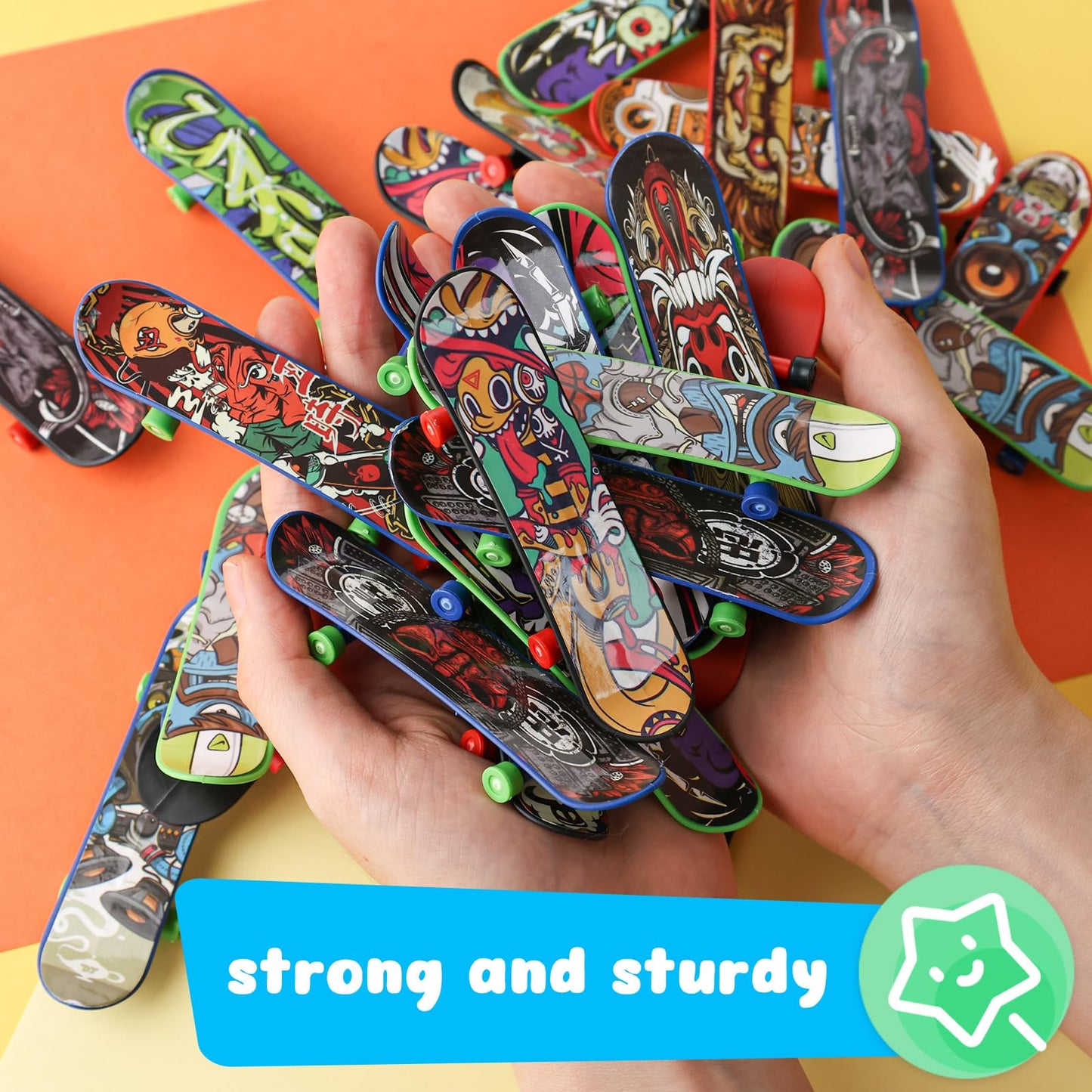 Poplay 50Pcs Mini Finger Skateboards, Finger Boards Toy Mini Skateboards For Kids Party Favors, Birthday Goodie Bag Stuffers, Easter Egg Fillers