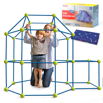 Syncfun Fort Building Kit For Kids, Stem Creative Construction Toy With Starry Night Cloth, Storage Bag For Indoor & Outdoors Ac
