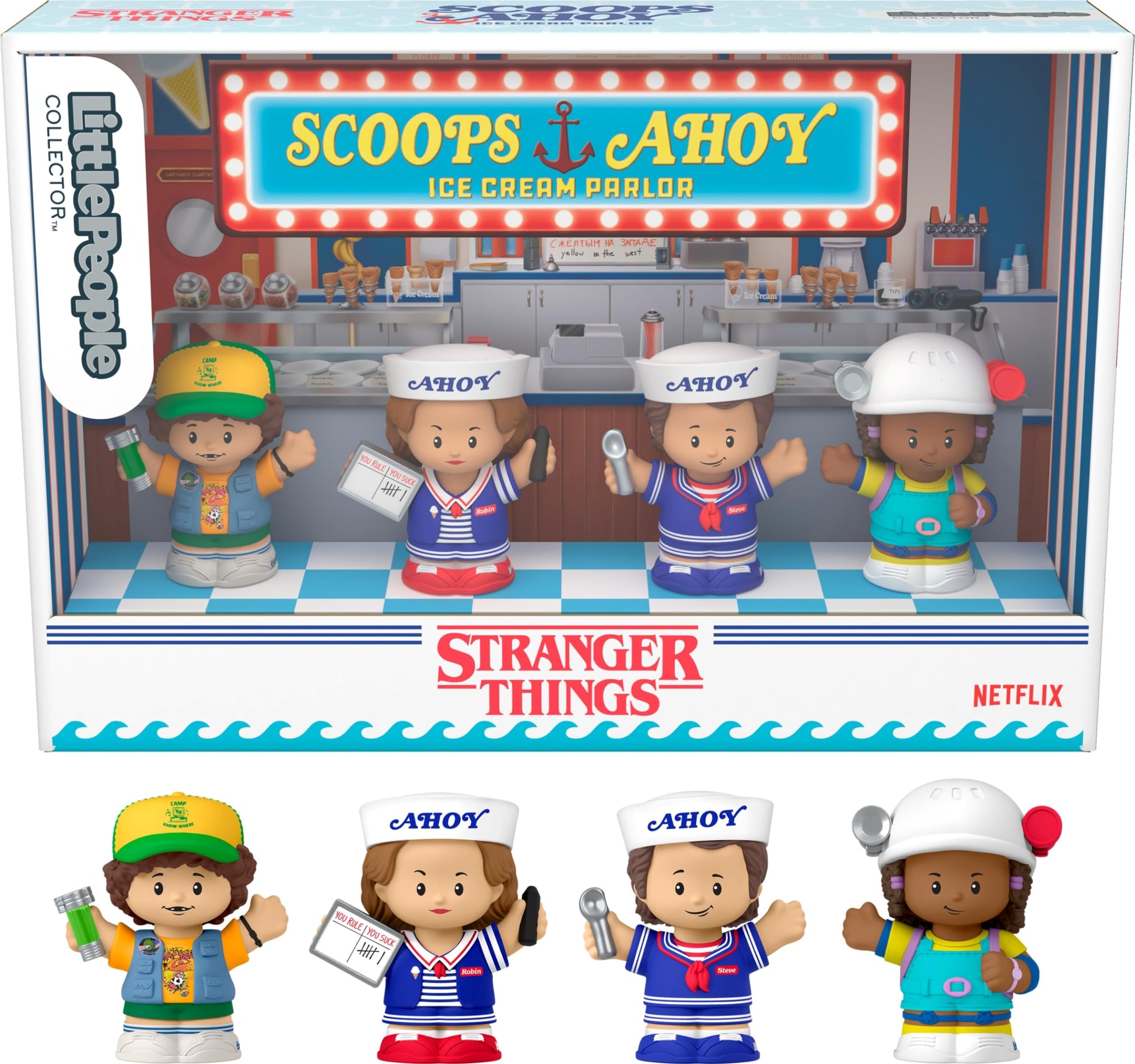 Little People Collector Stranger Things: Scoops Troop Special Edition Figure Set for Adults & Fans in a Display Gift Package