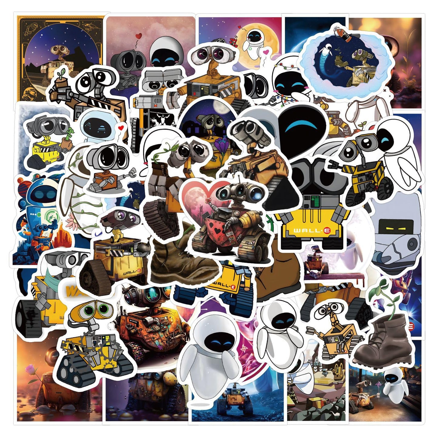 50 Pcs Walle Stickers Waterproof Vinyl Stickers For Water Bottles Laptop Skateboard Luggage Computer Stickers For Teens Girls Ki