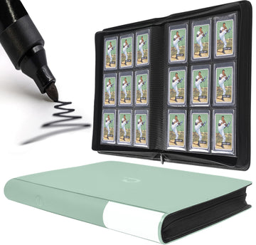 Toploader Binder  Holds 360 Top Loaders - 9-Pocket Top Loader Binder for 3 x 4 Rigid Card Holders for Trading Cards or Sports Cards  Model B -Asakusa Green
