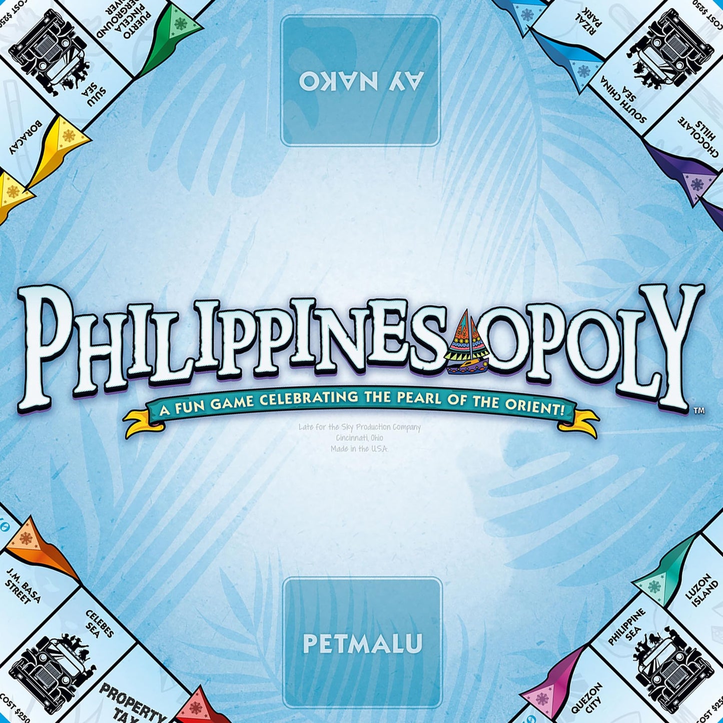 Late For The Sky Philippines-Opoly Board Game, Family Fun for 2-6 Players, Cardboard, Multicolor, 311.25 in³, Ages 8+