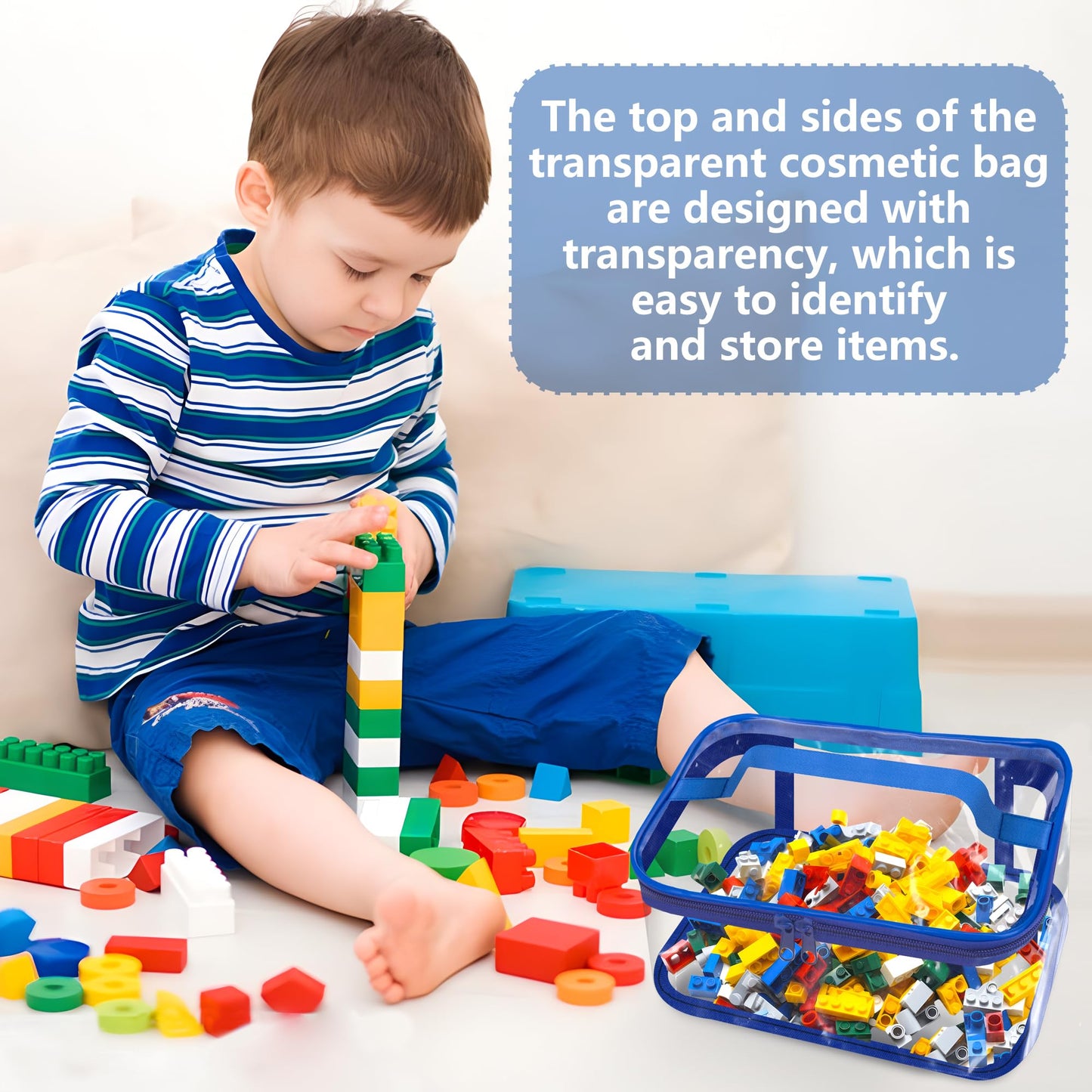 6 Packs Clear Toy Storage Bags- 9.4 X 6.7 X 4.3 Inch Transparent Pvc Toy Organizing Bags With Zipper- Waterproof Toy Storage Org
