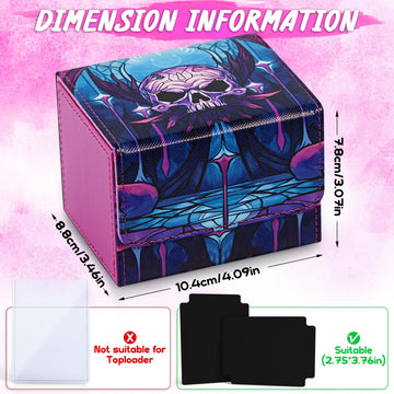 Uaono Deck Box For Mtg Cards, Trading Card Storage Box Holds 120+ Sleeved Commander Deck, Pu Leather Card Box Suits Tcg Magic Cards With 2 Dividers (Purple,Skull)