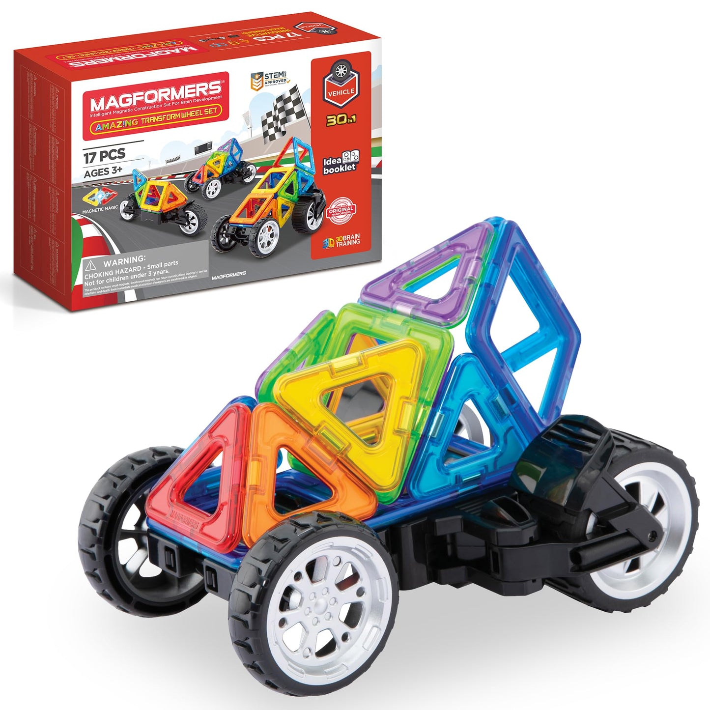 Magformers Amazing Transform 17Pc Wheel Set | Magnetic Tiles For Stem Development, And Critical Thinking | Magnetic Blocks And Building Tiles To Develop Problem-Solving Ability And Shape Recognition
