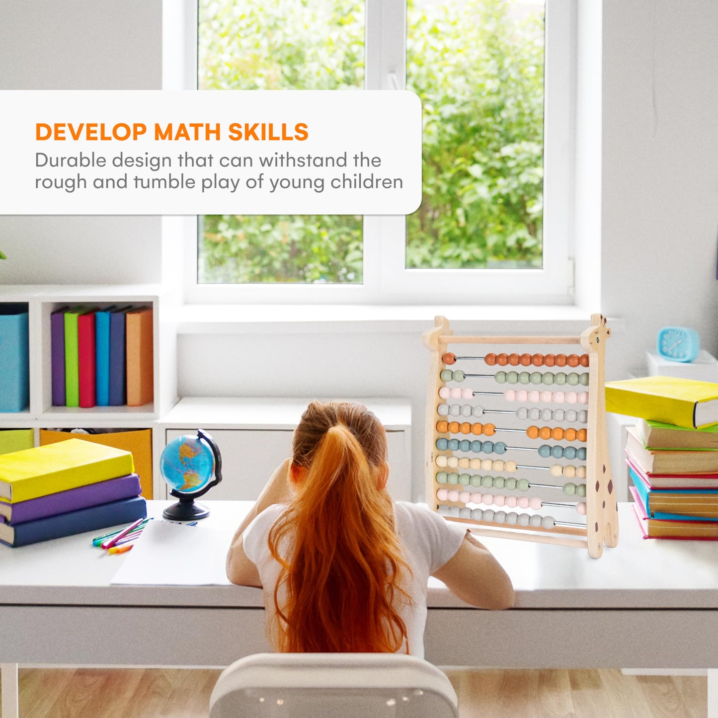 Abacus For Kids - Math Counting Toy Made Of Wooden Beads And Rack - Children'S Wood Number Counters For Teaching Addition, Subtr