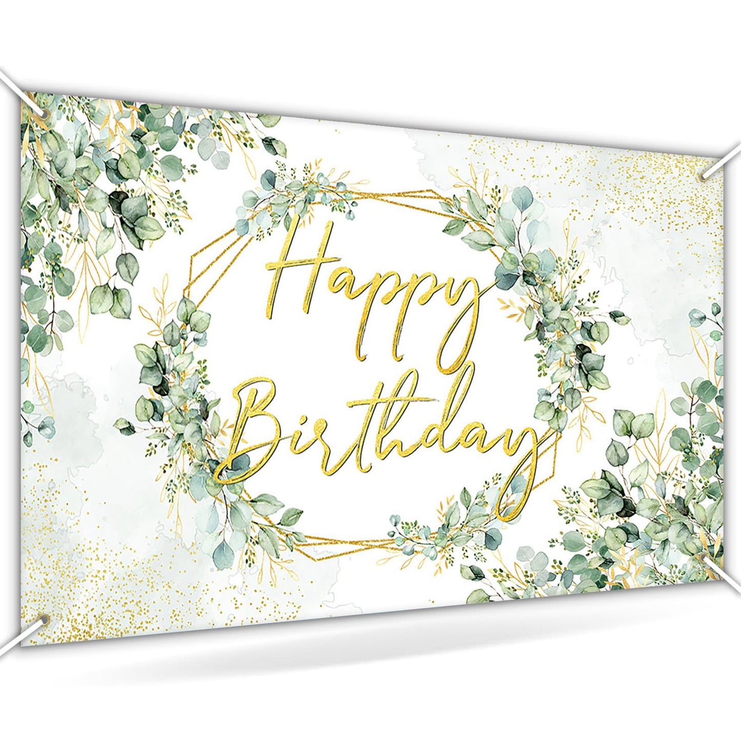 Avezano Sage Green Birthday Backdrop Greenery Eucalyptus Leaves Birthday Party Background Bday Party Decorations for Women Adult