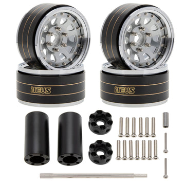 MEUS RACING 1.9'' Beadlock Wheels Rims, 120.5g Brass & Aluminum Deep-Dish Wheels for 1/10 RC Crawler SCX10 TRX4 VS4-10 Gen8 (D-T