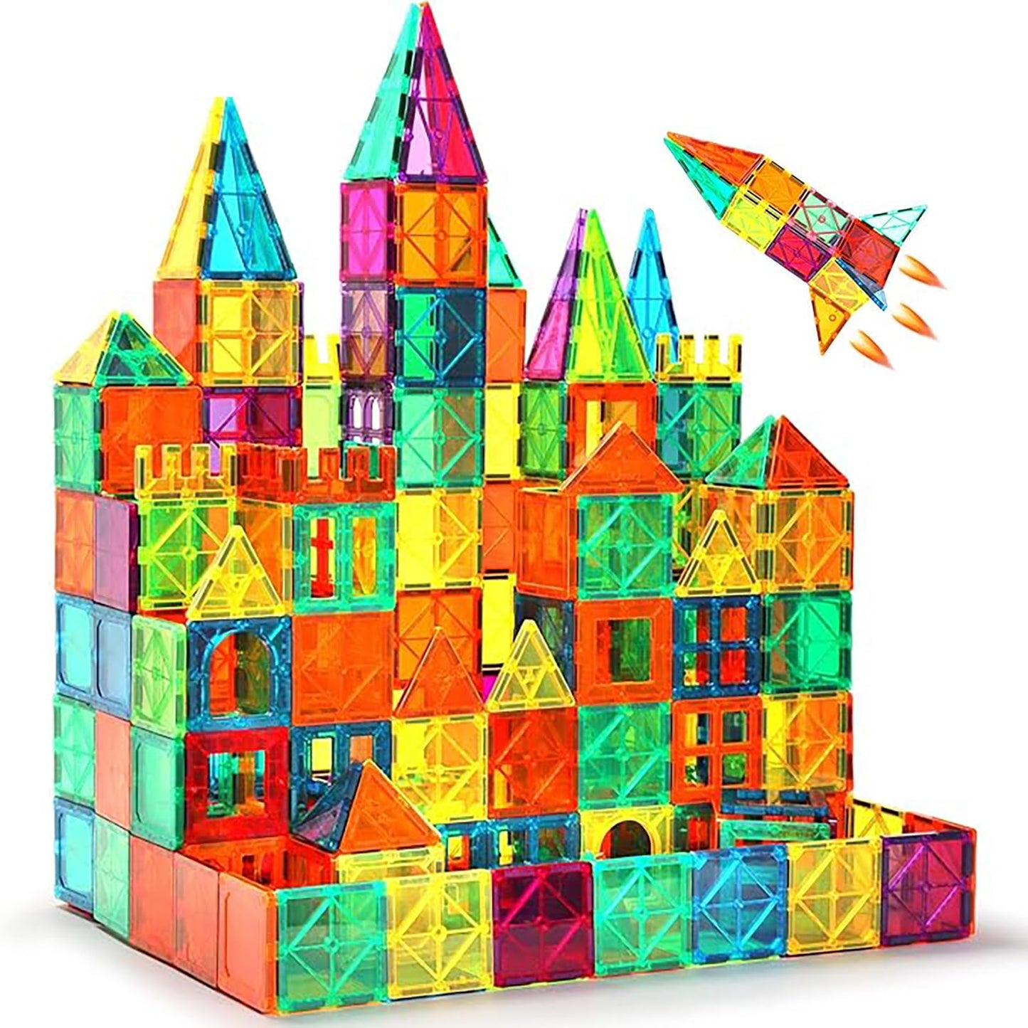 Anbalulu Magnetic Building Tiles Set, 63PCS Multicolor Stacking Blocks, Durable ABS Construction Toys for Kids