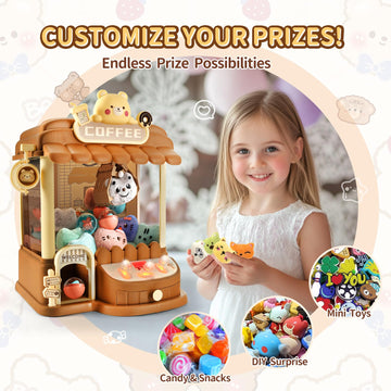 Large Claw Machine for Kids Adults, Mini Vending Machine with 30 Fun Toys, Candy Dispenser Machine, Prize Dispenser with Music L